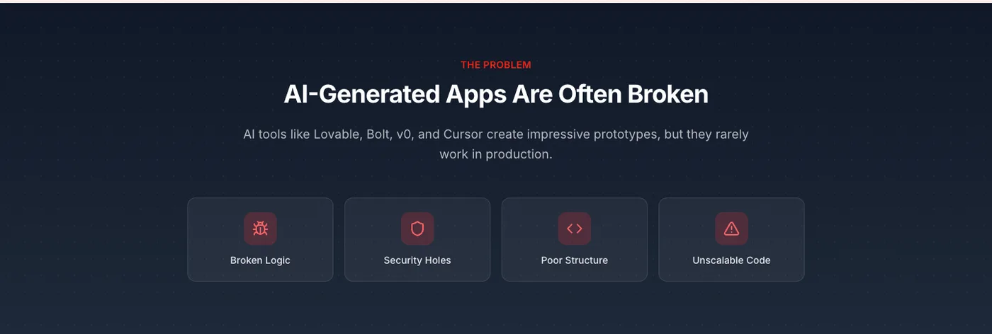 AI-generated apps are often broken: broken logic, security holes, poor structure, unscalable code