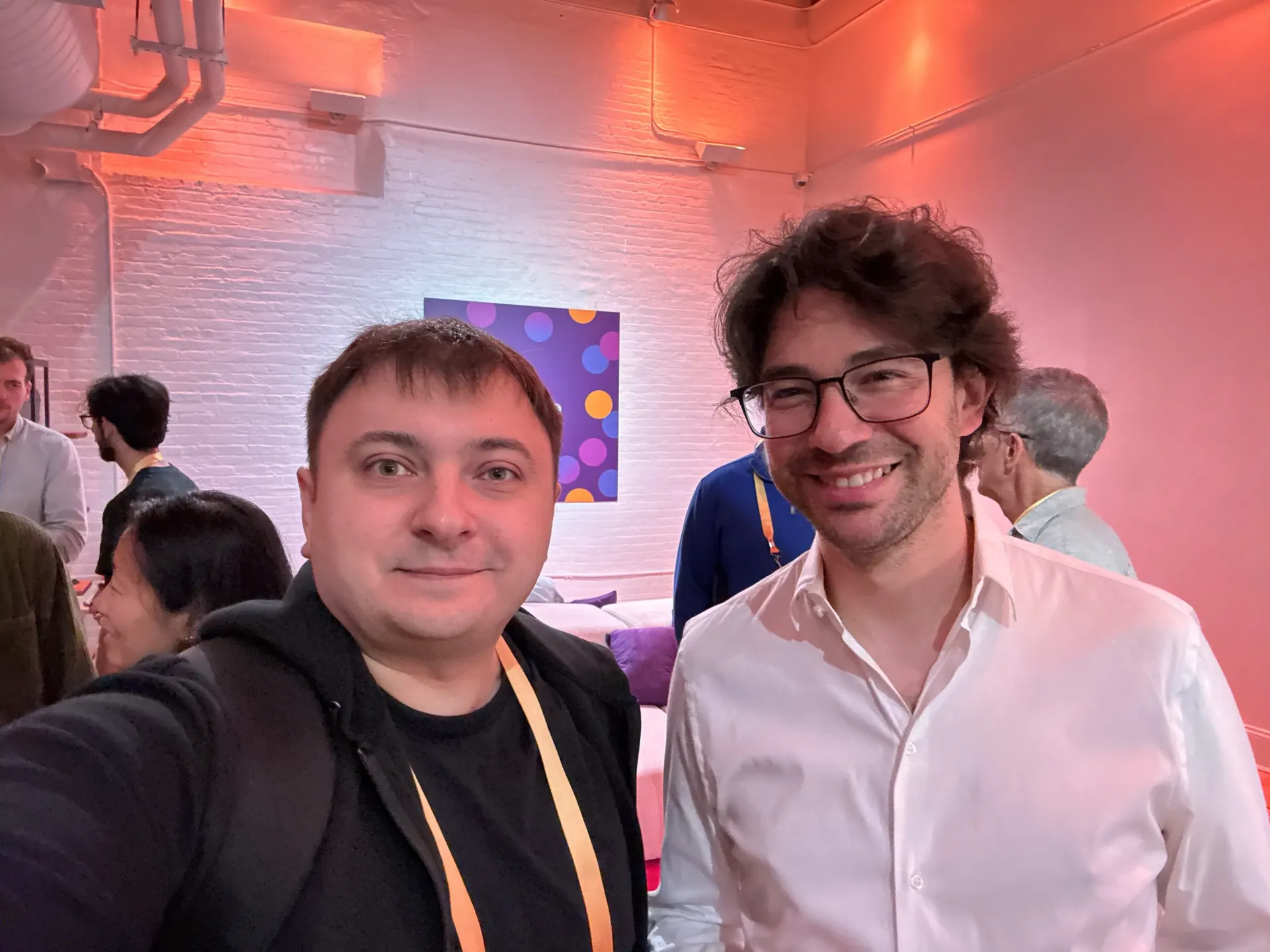 Oleg Sotnikov with Emmanuel Straschnov, co-founder and co-CEO of Bubble, at BubbleCon