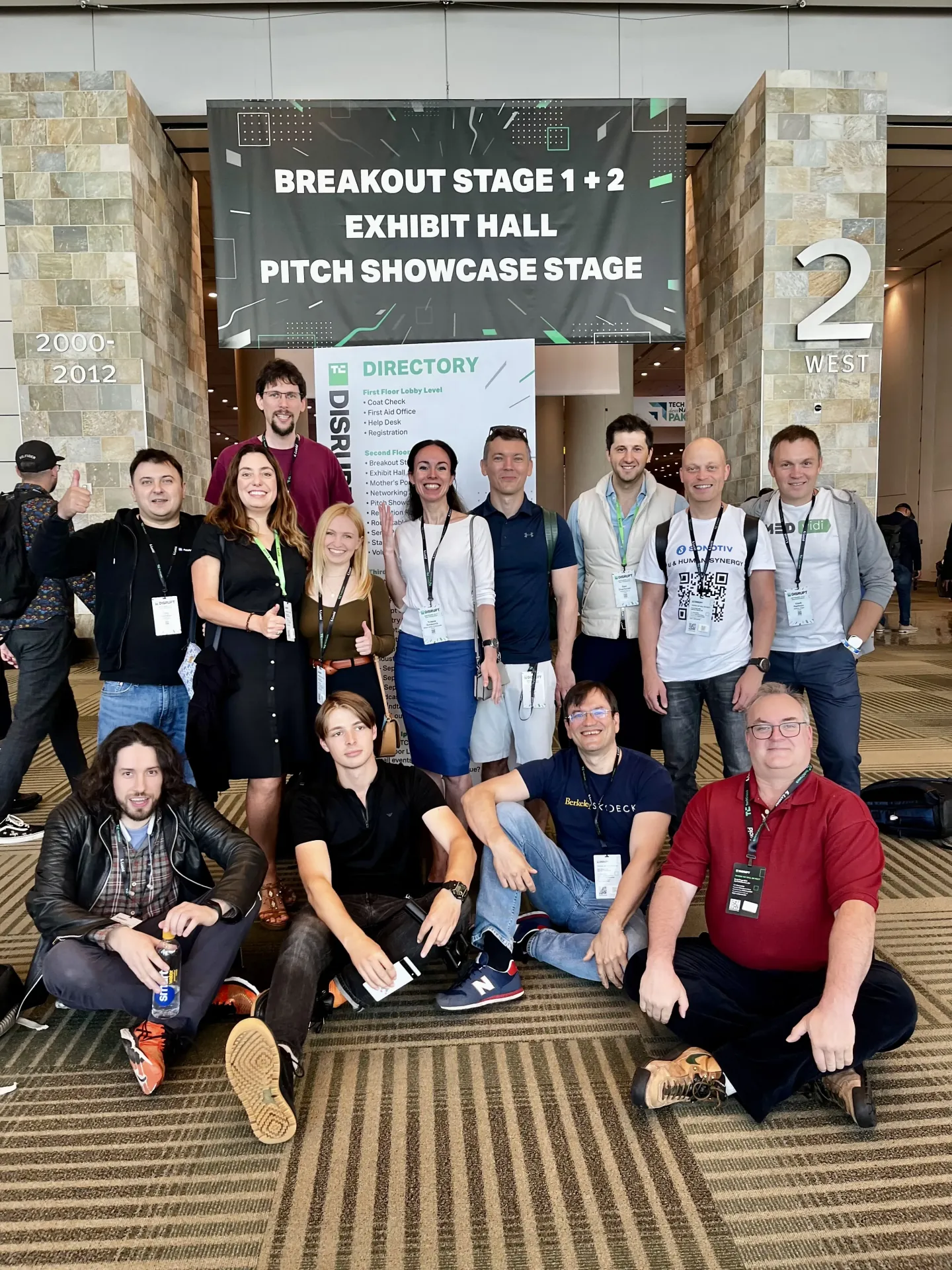 Oleg Sotnikov with fellow founders at TechCrunch Disrupt, San Francisco