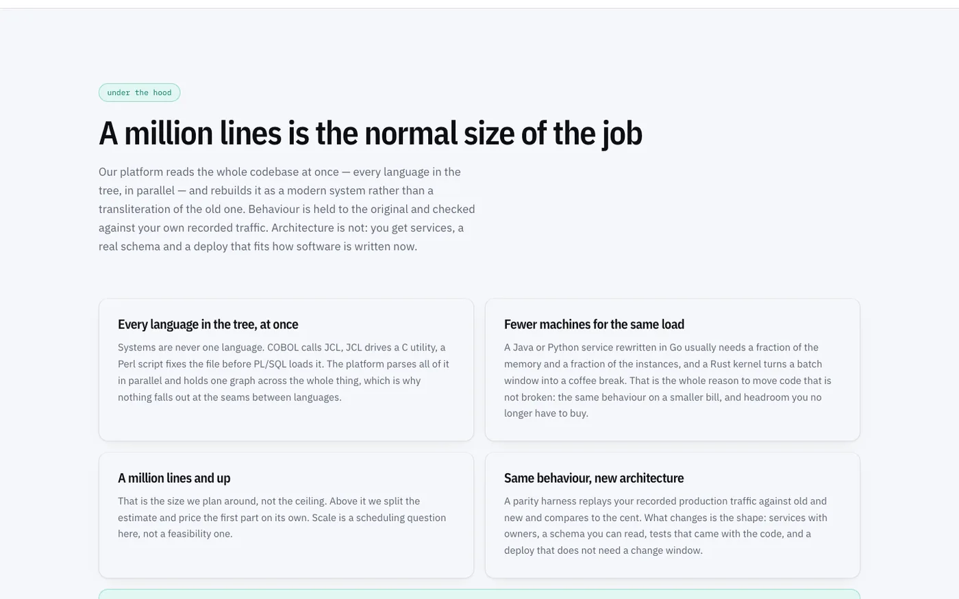 A million lines is the normal size of the job